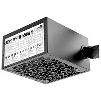 Блок питания 550W Aerocool AERO WHITE 550W, ATX, APFC, 80Plus, 20+4 pin, 4+4pin, 5*Sata, 3*Molex, 2*PCI-E 6+2 pin, Вентилятор 12 см, Кабель питания, Чёрный б/у