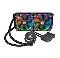 Система жидкостного охлаждения Thermaltake Water 3.0 Riing RGB 240, LGA2066,2011-3,2011,1366,1156,1155,1151,1150,1200,AMDTR4,AM4,FM2,FM1,AM3+-3,AM2+-2, TDP 240W, Riing Red 2x120мм вент, 400-1500 об/мин, 26.4 dB(A), Чёрный [CL-W107-PL12SW-A]