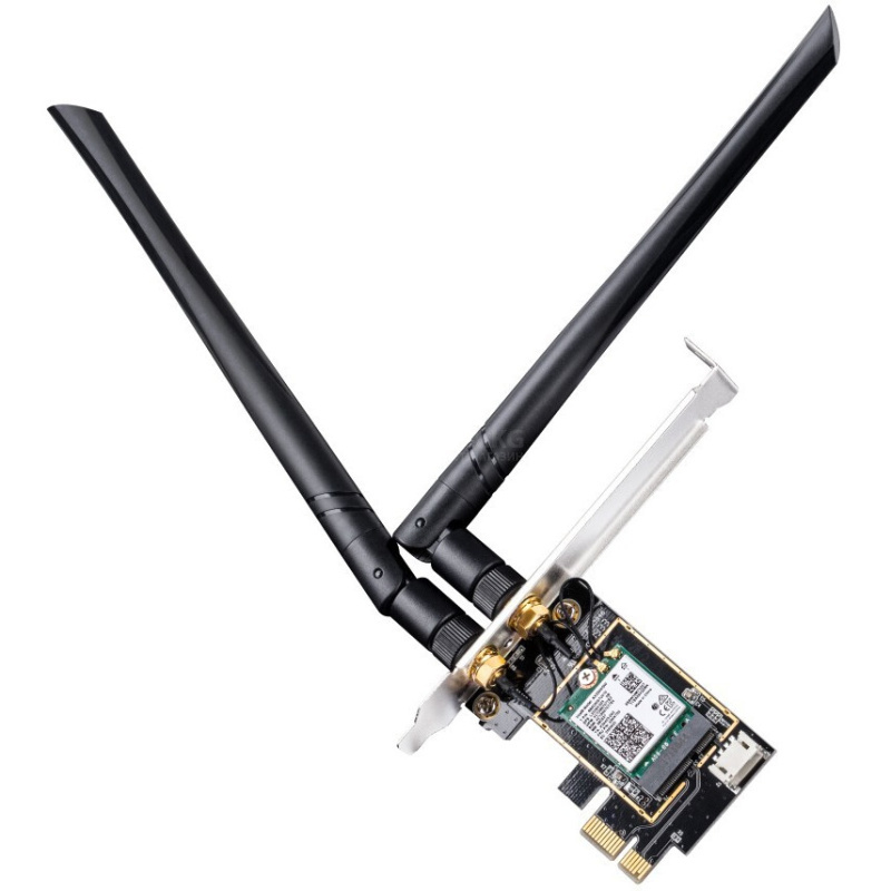 Беспроводной сетевой адаптер Wi-Fi CUDY WE3000 3000Mbps Wi-Fi 6 / Bluetooth 5.0 PCI Express Adapter, Intel AX200 module, 2T2R, 2402Mbps at 5GHz + 574Mbps at 2.4GHz, 802.11ax/ac/a/b/g/n, 2 detachable antennas, Ver 1.0 Беспроводной сетевой адаптер Wi-Fi CUDY WE3000 3000Mbps Wi-Fi 6 / Bluetooth 5.0 PCI Express Adapter, Intel AX200 module, 2T2R, 2402Mbps at 5GHz + 574Mbps at 2.4GHz, 802.11ax/ac/a/b/g/n, 2 detachable antennas, Ver 1.0