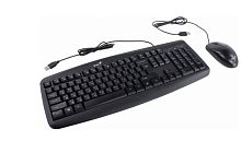 Клавиатура + мышь Genius Smart KM-200, 1000 DPI, 12 мультимедийных FN клавиш, 1,5 м, USB, тонкий, чёрный, устойчивый к проливанию жидкости, полноразмерный