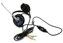 Наушники с микрофоном Genius HS-300N, Дуговые, 2 x mini jack 3.5 mm, 20Hz-20kHz, 118dB/-56dB, длина кабеля 1.8 м, Чёрный