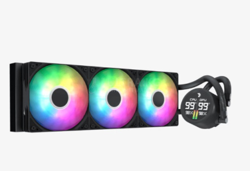 Система жидкостного охлаждения Aerocool, Abyss L360R Digi, Intel 1851/1700/1200/115х и AMD AM5/AM4, TDP 320W, 3*120мм ARGB, 600-3000 RPM±10%, 81,5CFM, <36 dB(A), 320W, Чёрный