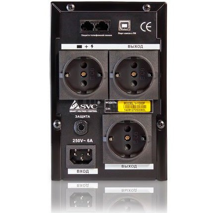 ИБП UPS SVC V-1000-F, 1000VA(600W), 12V/7Ahx2, AVR cтабилизатор: 165-275ВА, 4 вых: 3 системных+1 для принтера (Bypass), Black, USB (технология Smart) фото 2 ИБП UPS SVC V-1000-F, 1000VA(600W), 12V/7Ahx2, AVR cтабилизатор: 165-275ВА, 4 вых: 3 системных+1 для принтера (Bypass), Black, USB (технология Smart) фото 2