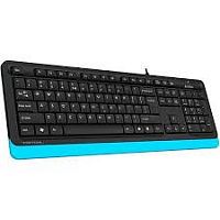 Keyboard A4tech Fstyler FK-10-BLUE USB, мембранная, комфортные закругленные клавиши, лазерная гравировка , высокая стойкость и долговечность, горячие клавиши,456*156* 24 мм, Анг/Рус, 1.5m, Чёрный-Голубой