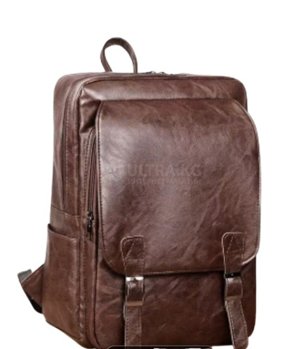 Городской кожаный рюкзак, большой размер, легкий, искусственная кожа, регулировка ручек, идеально для учебы, работы, до 15" ноутбука Dark Brown Color - 01