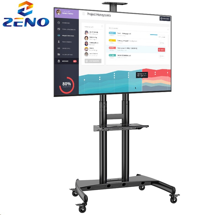 Мобильный кронштейн (подвижный стенд с колесами) для ТВ и мониторов ZENO AVA1800-70-1P, Макс. Нагр-90.90кг, Диаг от 55"до90", Высота:1350-1650mm,VESA200x200,800x500mm, Чёрный Мобильный кронштейн (подвижный стенд с колесами) для ТВ и мониторов ZENO AVA1800-70-1P, Макс. Нагр-90.90кг, Диаг от 55"до90", Высота:1350-1650mm,VESA200x200,800x500mm, Чёрный