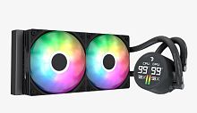 Система жидкостного охлаждения Aerocool, Abyss L240R Digi, Intel 1851/1700/1200/115х и AMD AM5/AM4, TDP 280W, 2*120мм ARGB, 660-1800 RPM+-10%, 81,5CFM, <36 dB(A), 280W, Чёрный