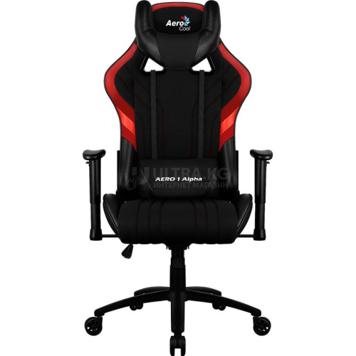 Gaming Chair AEROCOOL AERO 1 ALPHA BLACK&RED 2D Armrest 65mm wheels PVC Leather