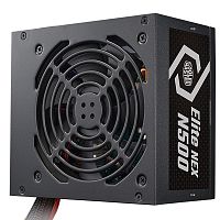 Блок питания 500W CoolerMaster Elite NEX N500, ATX, APFC, 20+4 pin, 4+4 pin, 5xSata, 3xMolex, 2xPCI-E(6+2), 3xMolex,вентилятор 12 см, Чёрный [MPW-5001-ACBN-BEU]