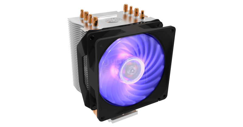 Кулер для процессора CoolerMaster Hyper H410R RGB, Intel LGA 1366/2011/2066/1200/115X/775/AM5/AM4/AM3+/AM3/AM2+, 100W, 600-2000 об/мин, 29 дБA max, 34.73CFM, 4pin, 4 теплотрубки, Габариты 136 х 102 х 83 мм, Чёрный, RR-H410-20PC-R1 Кулер для процессора CoolerMaster Hyper H410R RGB, Intel LGA 1366/2011/2066/1200/115X/775/AM5/AM4/AM3+/AM3/AM2+, 100W, 600-2000 об/мин, 29 дБA max, 34.73CFM, 4pin, 4 теплотрубки, Габариты 136 х 102 х 83 мм, Чёрный, RR-H410-20PC-R1