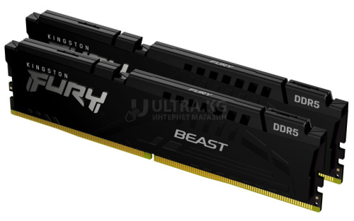 Оперативная память DDR5 64GB (2x32GB) PC-44800 (5600MHz) KINGSTON FURY BEAST BLACK [KF556C40BBK2-64]