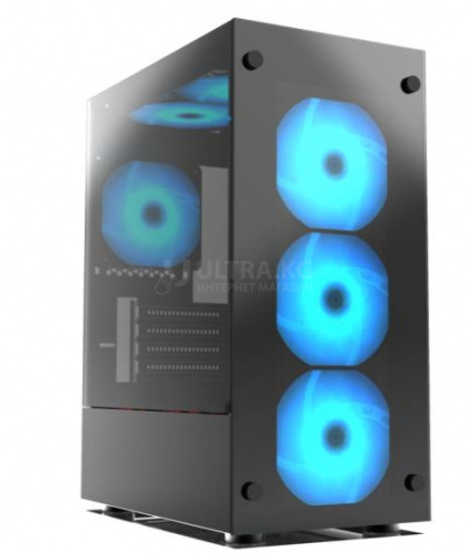 Корпус Aeromax KK1111 Glass Black ATX/Micro ATX/Mini ITX, 0.45mm, USBx2.0/3.0 , HD-Audio, 2x3.5"/3x2.5",Cooler:Front 3x12-14cm;Top:2x12-14cm;Rear:1x12cm, VGA 335mm, CPU высота 160mm,335x200x435mm,Без Б/П