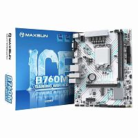 Матплата MAXSUN MS-B660M GAMING WIFI ICE, LGA1700, Intel B660, 2xDDR4 PC25600, 1xPCI-E 4.0x16, 1xPCI-E 3.0x1, Sound8Ch, GLAN, 3SATA+M.2, mATX, 4USB3.2+6USB2.0, VGA, HDMI