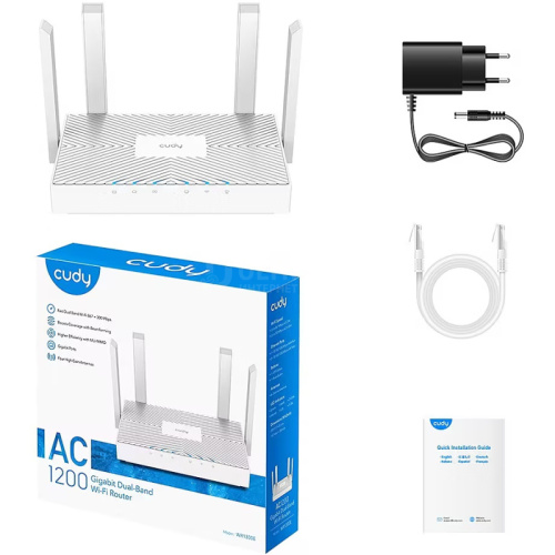 Беспроводной маршрутизатор Wi-Fi CUDY WR1300E AC1200 Gigabit Dual Band Router, 3 × 10/100/1000Mbps RJ45 Ports, 4 x 5dBi ant., 802.11ac/a/b/g/n,867Mbps at 5GHz+300Mbps at 2.4GHz,DDNS,WiFi Schedule,IPv6,WPS,WPA3, IPTV, WOL, TR069/TR098/TR111/TR181, Cudy APP Беспроводной маршрутизатор Wi-Fi CUDY WR1300E AC1200 Gigabit Dual Band Router, 3 × 10/100/1000Mbps RJ45 Ports, 4 x 5dBi ant., 802.11ac/a/b/g/n,867Mbps at 5GHz+300Mbps at 2.4GHz,DDNS,WiFi Schedule,IPv6,WPS,WPA3, IPTV, WOL, TR069/TR098/TR111/TR181, Cudy APP