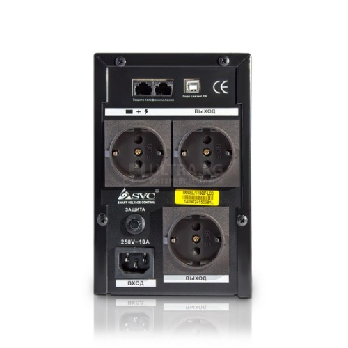 UPS SVC V-1500-F-LCD, 900W, 12V/9Ah, AVR стабилизатор: 165-275ВА,3 вых: 2 системных+1 для принтера фото 2