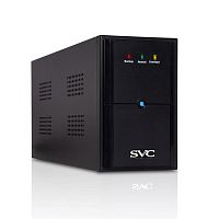 ИБП UPS SVC V-1200-L, Мощность 1200ВА/720Вт, Диапазон работы AVR: 165-275В, Бат.: 12В/7 Ачx2шт., 3 вых.: Shuko CEE7, Чёрный