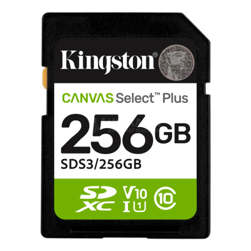 Карта памяти Secure Digital Card Kingston 256GB Canvas Select Plus U3/V30 [SDS3/256GB]