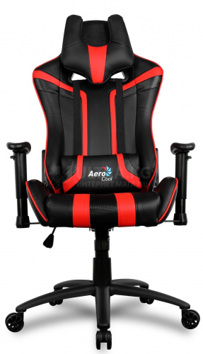Игровое кресло Gaming Chair AEROCOOL AC120 AIR BLACK&RED 2D Armrest 65mm wheels PVC Leather