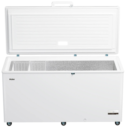 Морозильный ларь Haier HCE520RFC оснащен 6 колесами, 2 поворотных колеса
