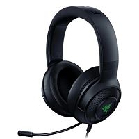 Наушники с микрофоном Razer Kraken V3 X USB игровая гарнитура, микрофон поворотный гибкий, динамики 40 мм, диапазон частот:12 Гц–28 кГц , чувствительность при 1 кГц: 109±3 дБ, Чёрный [RZ04-03750300-R3M1]