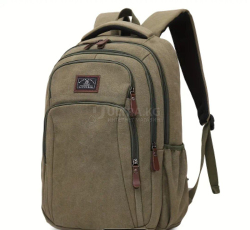 Городской рюкзак для ноутбука, учебы, большой размер, прочная ткань, три отделения, легкий, регулировка ручек, до 17" ноутбук, Olive / Khaki Color - 06