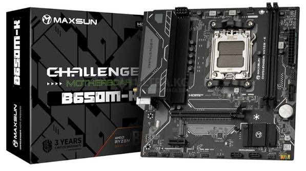 Материнская плата AM5 MAXSUN MS-Challenger B650M-K, AMD B650, 2xDDR5 PC51200, 1xPCI-EX16, 1xPCI-EX1, 2xSATA+1M.2, GBLAN, Sound7.1, mATX, 4xUSB2.0, 6xUSB3.2, HDMI Материнская плата AM5 MAXSUN MS-Challenger B650M-K, AMD B650, 2xDDR5 PC51200, 1xPCI-EX16, 1xPCI-EX1, 2xSATA+1M.2, GBLAN, Sound7.1, mATX, 4xUSB2.0, 6xUSB3.2, HDMI