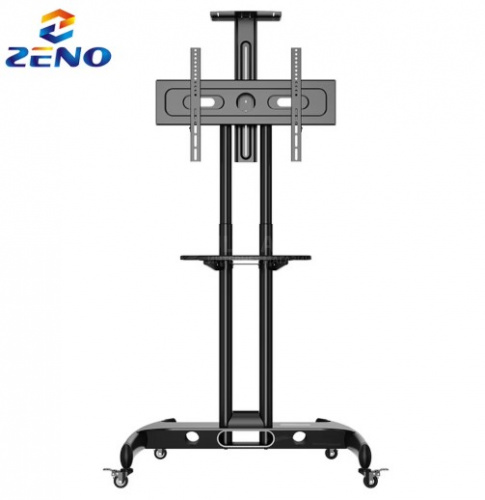 Мобильный кронштейн (подвижный стенд с колесами) для ТВ и мониторов ZENO AVA1500, Макс. Нагр-45.50кг, Диаг от 32"до65", Высота:1120-1520mm,VESA100x100,600x400mm, Чёрный