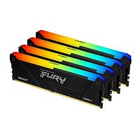 Оперативная память DDR4 64GB (4x16GB) PC-25600 (3200MHz) KINGSTON FURY Beast RGB Black [KF432C16BB2AK4/64]