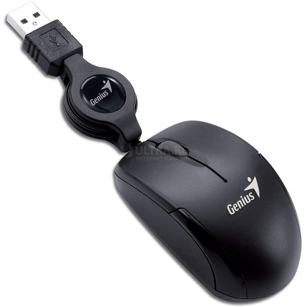 Мышь Genius MICRO TRAVELER V2, Оптическая, 1000dpi, 3 кнопки, проводная, USB, 0.75м, Черный