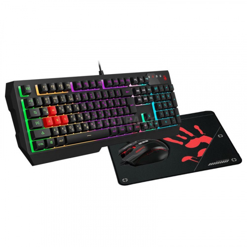 Клавиатура+мышь BLOODY B1700 (B140N+ES7+BP-50M) NEON LIGHT GAMING KEYBOARD + MOUSE+PAD USB US+RUSSIAN