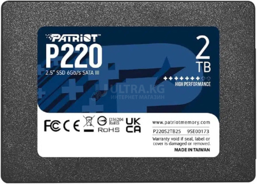 SSD PATRIOT P220 2TB 3D NAND SATAIII 550/500MB SSD PATRIOT P220 2TB 3D NAND SATAIII 550/500MB