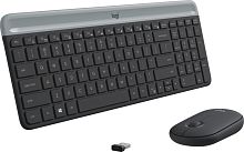 Беспроводная клавиатура+мышь Logitech MK470 Slim, клавиатура мембранная ENG, мышь оптическая 1000dpi, USB, 2.4G, графитовый [920-009204]