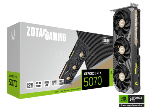 Видеокарта RTX 5070 ZOTAC GAMING GeForce RTX 5070 SOLID 12GB GDDR7, Engine clock 2512MHz, Memory clock 28000MHz, 192Bit, 3xDP, HDMI [ZT-B50700D-10P]