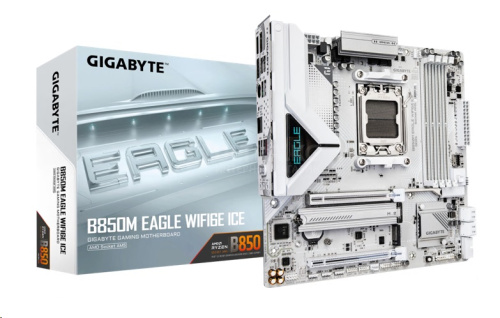 MB AM5 GIGABYTE B850M EAGLE WF6E ICE,4xDDR5,14xUSB,mATX,2xM.2,4xSATA,2PCIe16x,2xDP HDMI WiFi