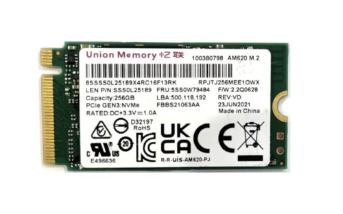 SSD UNION MEMORY AM620 256GB M.2 NVME PCIE 2242 SSD UNION MEMORY AM620 256GB M.2 NVME PCIE 2242