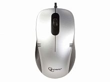 Mouse Gembird MOP-100-S, USB, серебристый, 2 кнопки+колесо кнопка, 1000 DPI, кабель 1.45-1.5м