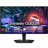 Монитор LCD 27" Samsung LS27FG502SIXCI, Odyssey OLED G5, Black, OLED, 2560x1440, 1000000:1 (Mega), 200cd/m2, 180Hz, 178/178, 0.03ms, HDMI, DP, выход на наушники
