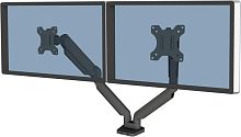 Настольный кронштейн для 2-х мониторов Fellowes Platinum Series Dual Monitor Arm, Макс. Нагрузка-8.0 кг (на каждый монитор), Диагональ экрана от 17" до 32", Наклон -45°/+45°, Поворот 360°, VESA 75x75, 100x100mm, 2x USB 3.0, Чёрный [8042501]