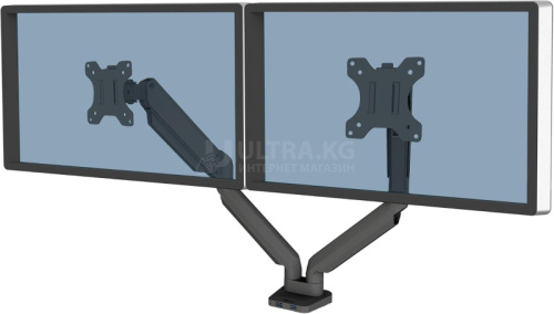 Настольный кронштейн для 2-х мониторов Fellowes Platinum Series Dual Monitor Arm, Макс. Нагрузка-8.0 кг (на каждый монитор), Диагональ экрана от 17" до 32", Наклон -45°/+45°, Поворот 360°, VESA 75x75, 100x100mm, 2x USB 3.0, Чёрный [8042501]