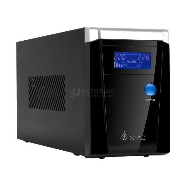 ИБП UPS SVC V-1200-F-LCD, 1200VA(720W), 12V/7.5Ah, AVR cтабилизатор: 165-275ВА, 3 вых: 2 системных+1 для принтера (Bypass), Black, USB (технология Smart), LCD display ИБП UPS SVC V-1200-F-LCD, 1200VA(720W), 12V/7.5Ah, AVR cтабилизатор: 165-275ВА, 3 вых: 2 системных+1 для принтера (Bypass), Black, USB (технология Smart), LCD display