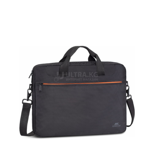 Сумка для ноутбука RivaCase 8033 15.6" Черная. Двойная молния. Три дополнительных кармана. Ручки для транспортировки. Регулируемый съемный плечевой ремень. Плотный материал