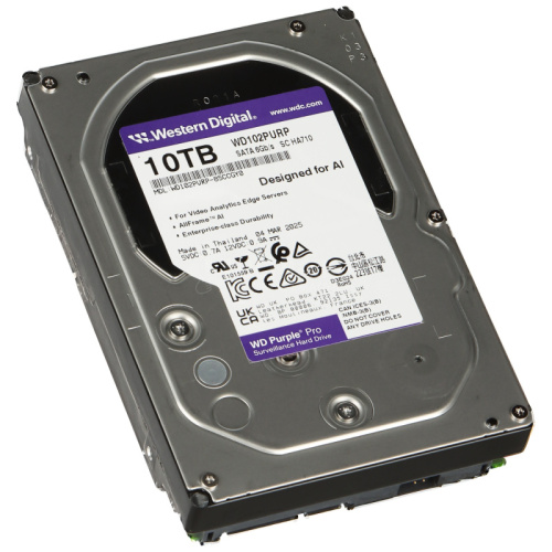 Жесткий диск HDD 10TB, Western Digital Purple Pro Smart Video, 7200rpm, 512B Cache, SATAIII [WD102PURP]