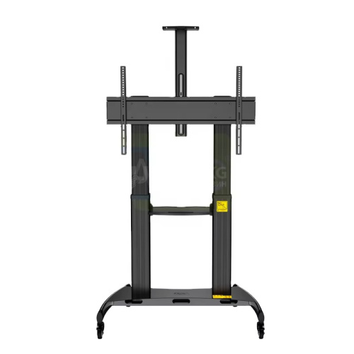 Мобильный кронштейн (подвижный стенд с колесами) для ТВ и мониторов Kaloc KLC-AF90/B, Макс. Нагр-100кг, Диаг от 65"до 100", Лотки (256x125mm, 456x320mm), Высота:980-1580mm,VESA200x200,1000x600mm, Чёрный