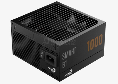 Блок питания 1000W Aerocool SMART B1 1000,1000W, ATX, 80 PLUS Bronze, 20+4 pin, 8pin, 4+4pin,8*Sata, 6*Molex, 6*PCI-E 6+2 pin, Вентилятор 13.5см, Кабель питания, Чёрный Блок питания 1000W Aerocool SMART B1 1000,1000W, ATX, 80 PLUS Bronze, 20+4 pin, 8pin, 4+4pin,8*Sata, 6*Molex, 6*PCI-E 6+2 pin, Вентилятор 13.5см, Кабель питания, Чёрный