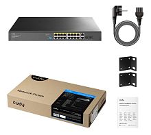 Сетевой коммутатор CUDY GS1018PS2 18x1000Mbpc, 2x1.25G SFP Slots, PoE budget до 190Вт; блок питания 200Вт; до 30Вт, VLAN/Default/Extend DIP Switch , 802.3i/u/ab/z/x/af/at