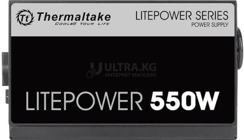 Блок питания 550W Thermaltake, Litepower LT, 550W, ATX, APFC, 20+4pin, 4+4pin, 4*PATA, 5*SATA, 2*PCI-E 6+2-pin, 1*FDD, 1x120 мм, Кабель питания, Чёрный [PS-LTP-0550NPCNEU-2]
