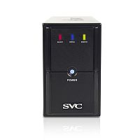ИБП UPS SVC V-600-L, 600VA(360W), 12V/7.5Ah, 165-275В, Вход 220В, Выход 220В +/-10% x 3 вых. (2 Shuko CEE7 + 1 IEC C13 (Bypass)), Частота 50Гц, Время переключения 3 м/с, Черный, Пластиковый корпус