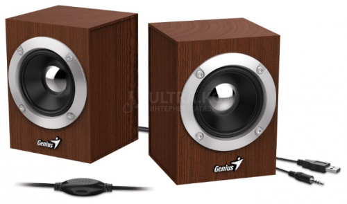Звуковая система Genius SP-HF280 Wood, 3W x 2, 4ОМ, 100Hz-20KHz, 1,2 м, 3,5мм 31730028400