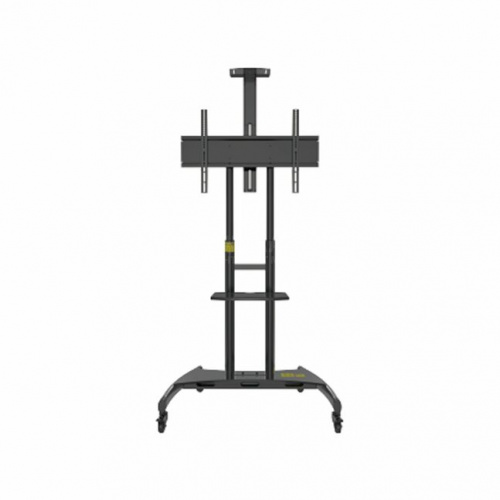 Мобильный кронштейн (подвижный стенд с колесами) для ТВ и мониторов Kaloc KLC-180/B, Макс. Нагр-90.9кг, Диаг от 55"до80", Лотки (256x125mm, 456x320mm), Высота:1350-1650mm,VESA100x100,800x500mm, Чёрный