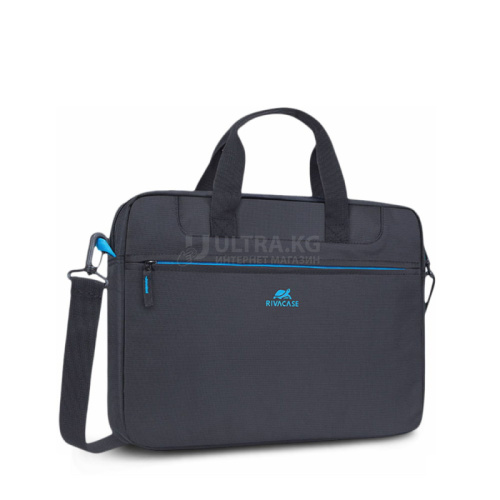 Сумка для ноутбука RivaCase 8027 Черная 14" Ультра тонкая, утолщенные стенки, переднее отделение на молнии, плечевой ремень.